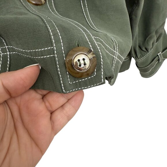 Soft Surroundings Cropped Green D'orze Button up Jacket Women's size 3X - Picture 7 of 8